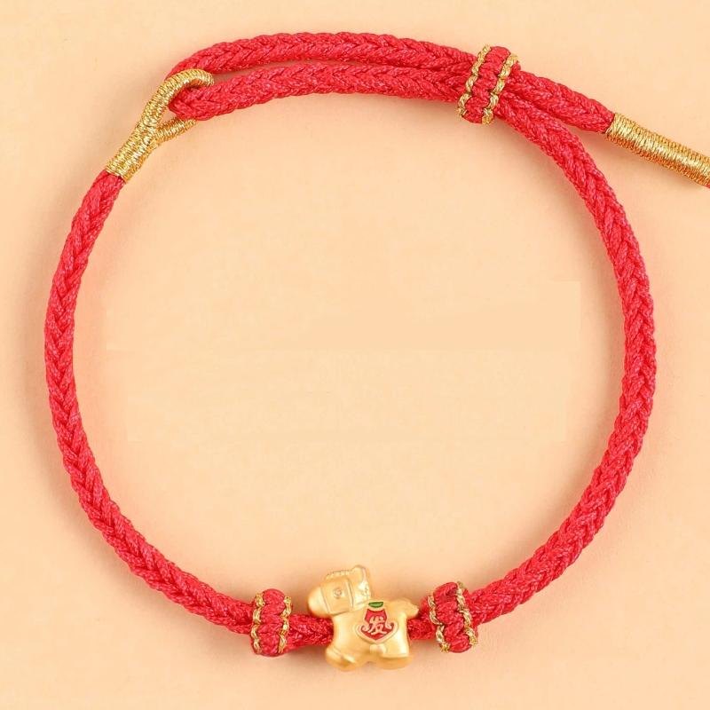 2026 New Year Zodiac Horse Lucky Braided Rope Bracelet Chinese Style Red Thread String Adjustable Bracelets Blessing Jewelry