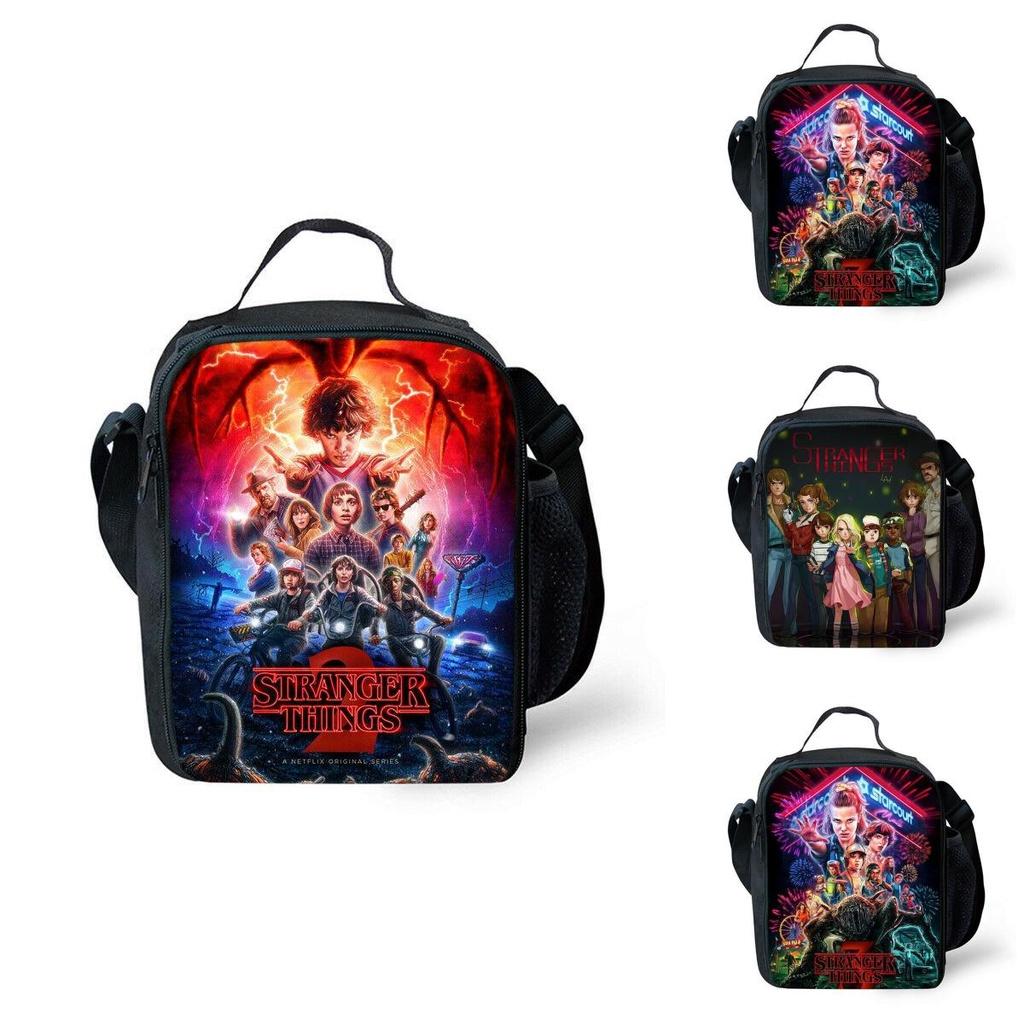 Stranger Things Insulated Lunch Box Bag Durable Oxford Backpack For Outdoor Picnic And Beach With Smooth Zipper