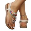 Summer Boho Flat Sandals for Women, Vintage Thong Beach Shoes with Woven Straps, Retro Casual Slides Wholesale
