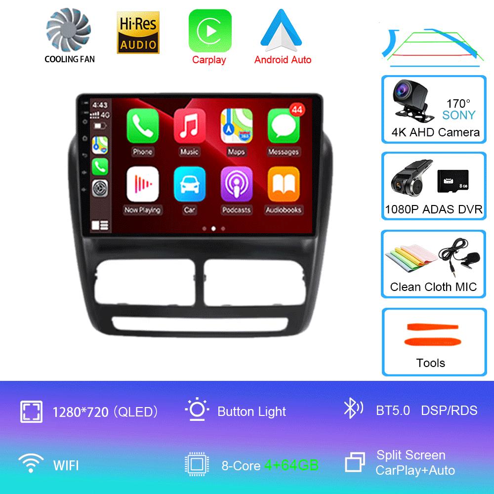 Car Radio Android 14 For FIAT Doblo 2010 2011 2012 - 2015 Navigation GPS Multimedia Video Player Stereo Carplay+auto WiFi+4G BT
