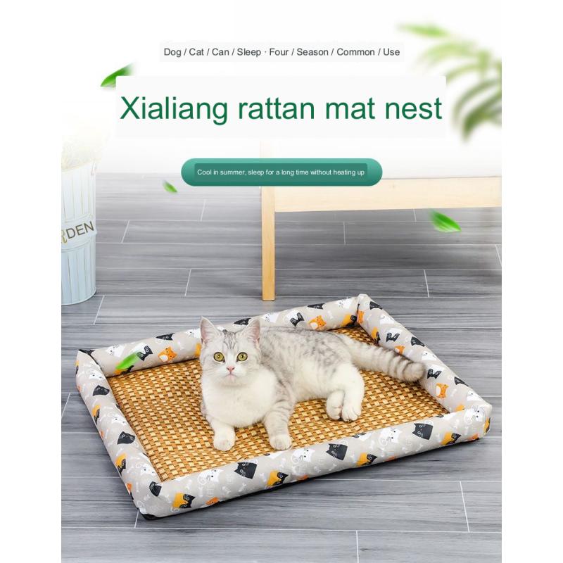 

Летний коврик для домашних животных, питомник, кошачье гнездо, гнездо для домашних животных, коврик из ротанга, коврик для льда, прохладная подушка, ледяное гнездо