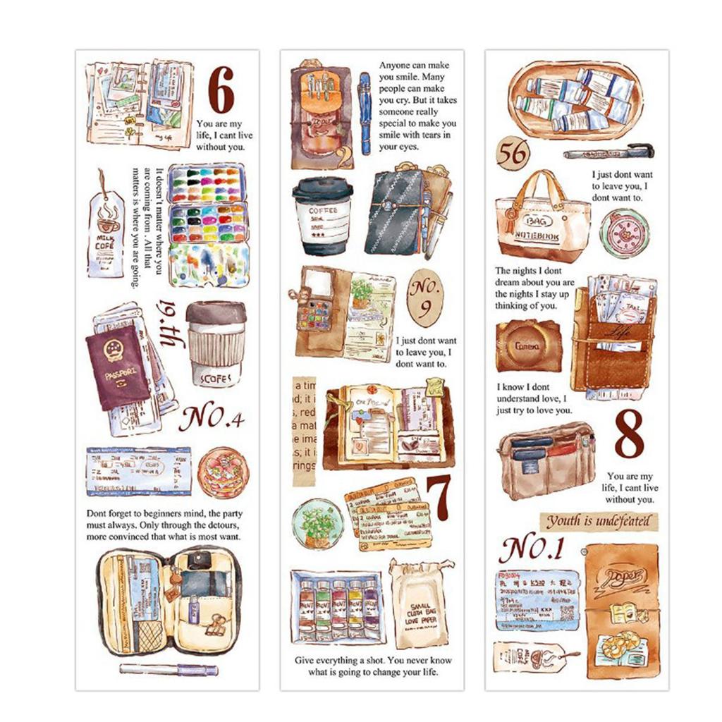 6 Sheets Retro Decorative Stickers Versatile Travel Theme Strong Adhesion Stylish Deco Stickers for