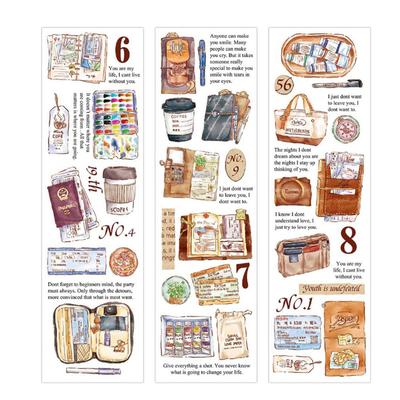 6 Sheets Retro Decorative Stickers Versatile Travel Theme Strong Adhesion Stylish Deco Stickers for