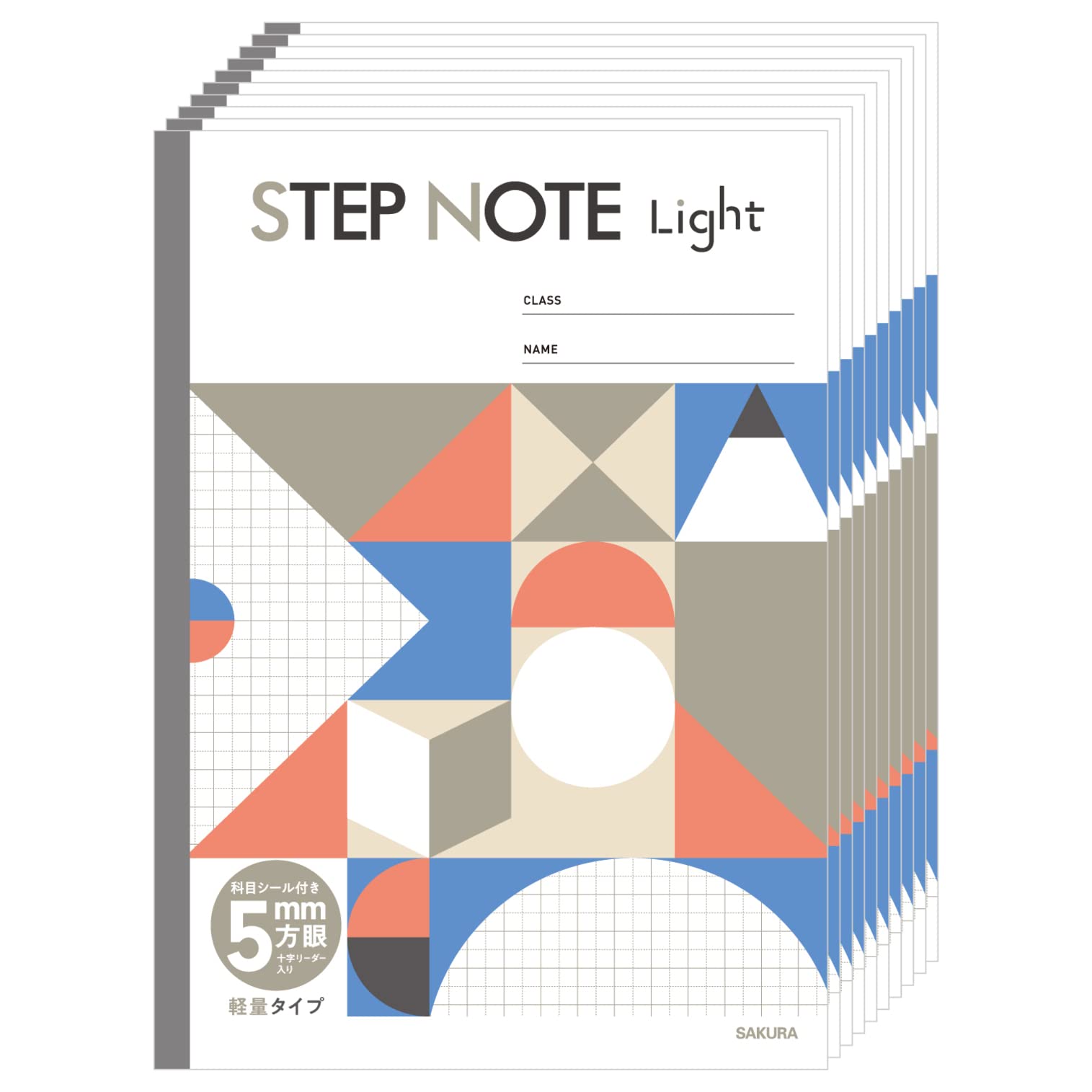 

Sakura Crepas Учебная тетрадь Step Note Light Легкая сетка 5 мм B5 Серая 10 книг NL515(10)