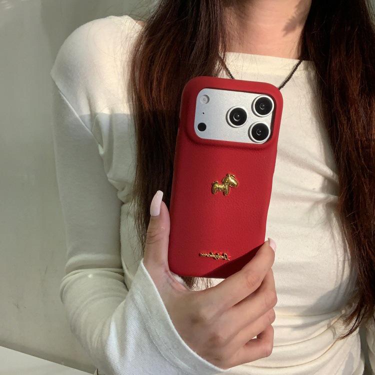 

3D Gold Horse Letter Case for iPhone 17 Pro/16/15/14 - New Year Style iPhone 17 Pro Max