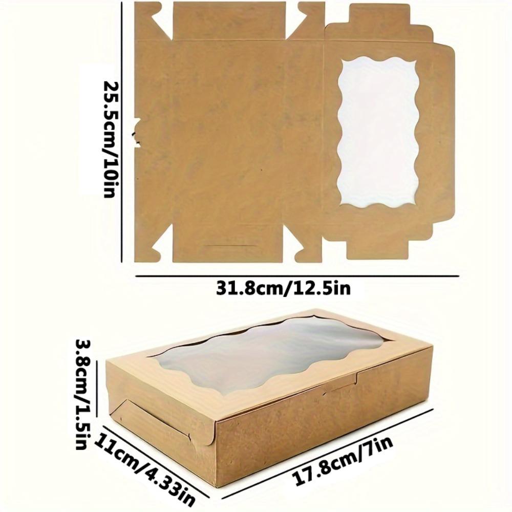 25pcs Premium Kraft Paper Gift Boxes with Clear Window Perfect for Cookies Macarons Candy Pieceaging Ideal for Weddings Parties & Decorations