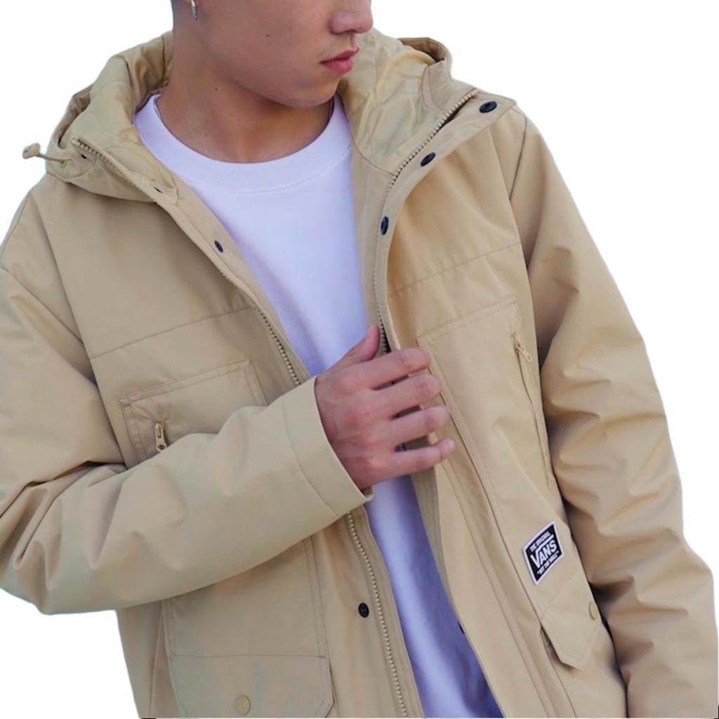 Vans Casual Long Sleeve Solid Color Hooded Cotton Jacket Men jackets Khaki VN000914YUU