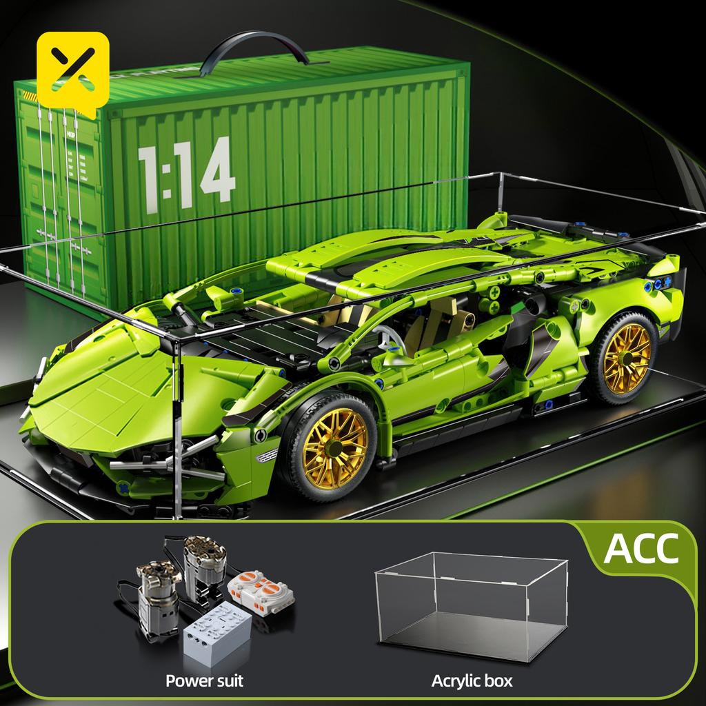 ToylinX 1:14 Technical Building Blocks Car Racing Sport Speed Vehicle Model City Mechanical Super Bricks Puzzle Toys Adult Gift