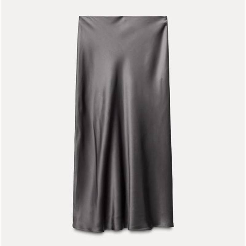 Eisiges Leinen Satin Bestickter A-Linien Minirock Mit Druckdesign Für Den Frühling