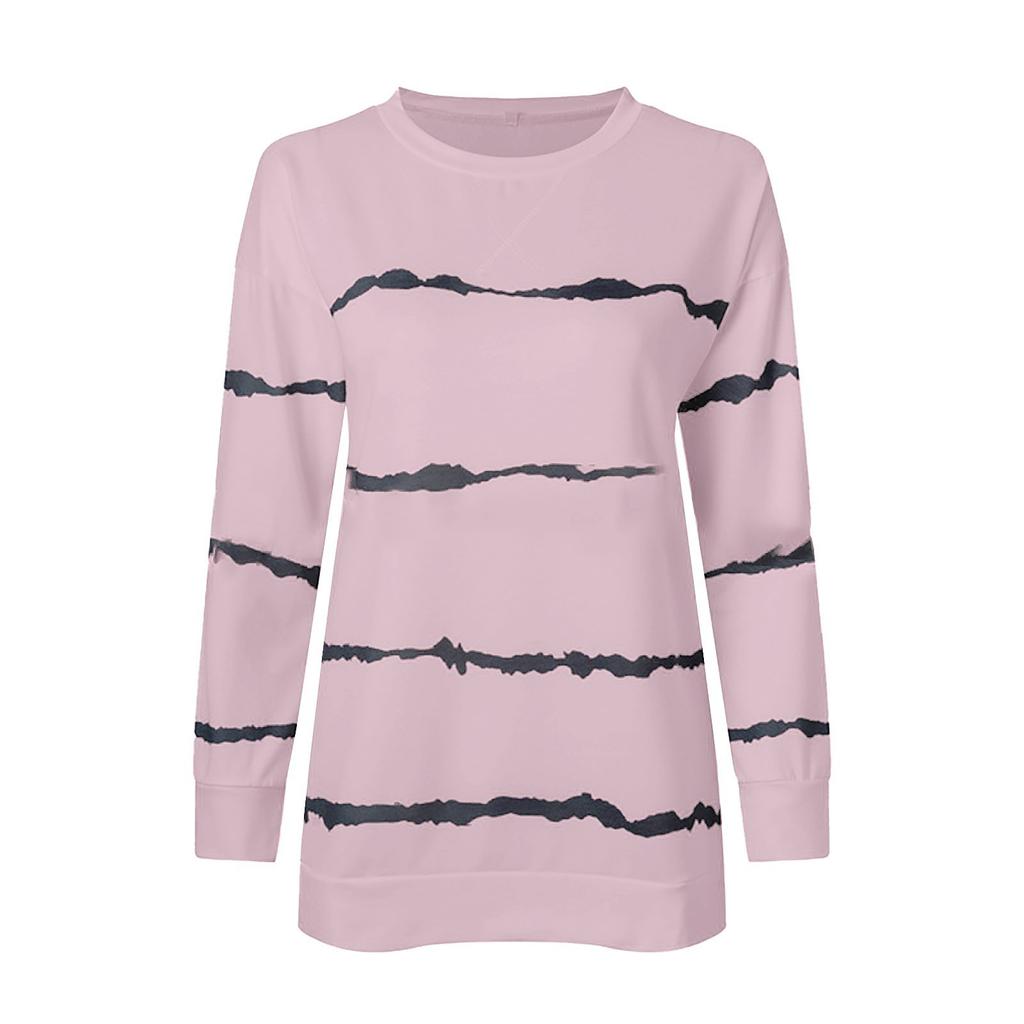 Women's Casual  Contrast Color Long Sleeve Top Pullover Sweatshir