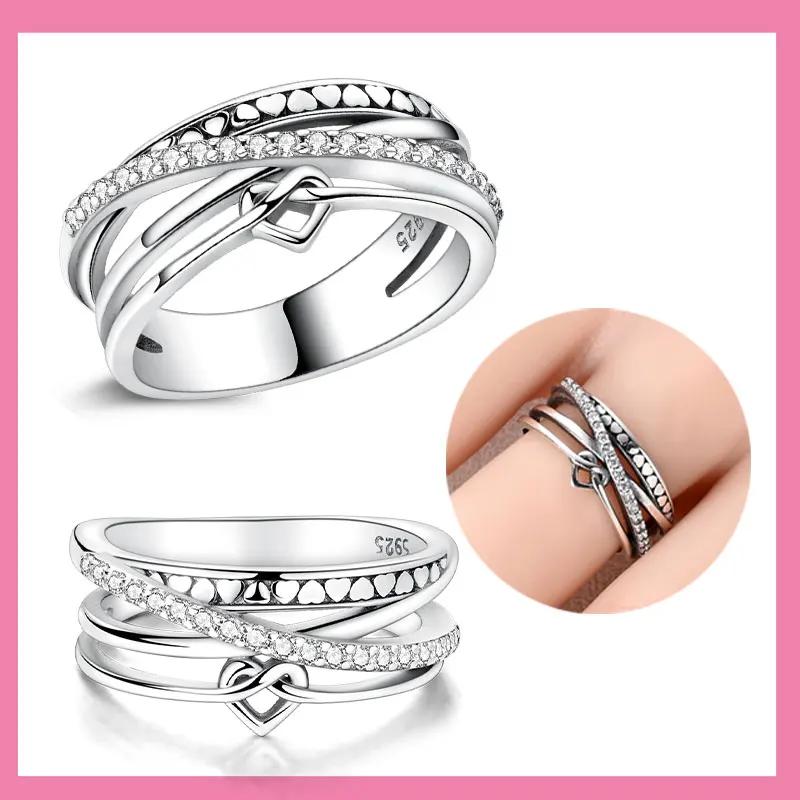 Copper Craft Multi Layered Heart Valentine'S Day Present Gemstone Geometric Heart Ring Party Gift Set Ideal For Women Matching