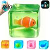 Portable Stress Cube Toy Glow-in-the-Dark Toy, Relief Squeeze Transparent Sensory Clear with Luminous Sea Animal Inside