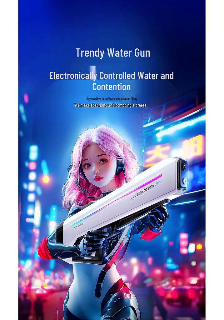Pulse Light High-Pressure Electric Water Gun: Continuous Fire Toy for Kids & Adults with Large Capacity