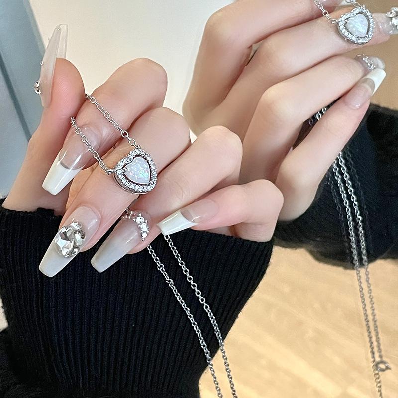 Love Imitation Opal Stone Necklace Women'S Light Luxury Niche Design Sense Year Fashion Gemstone Zircon Women