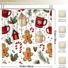 1pc/4pcs Christmas Gingerbread Man Christmas Cup Pattern Multi-Color Background Shower Curtain, Modern Home Bathroom Art Decor