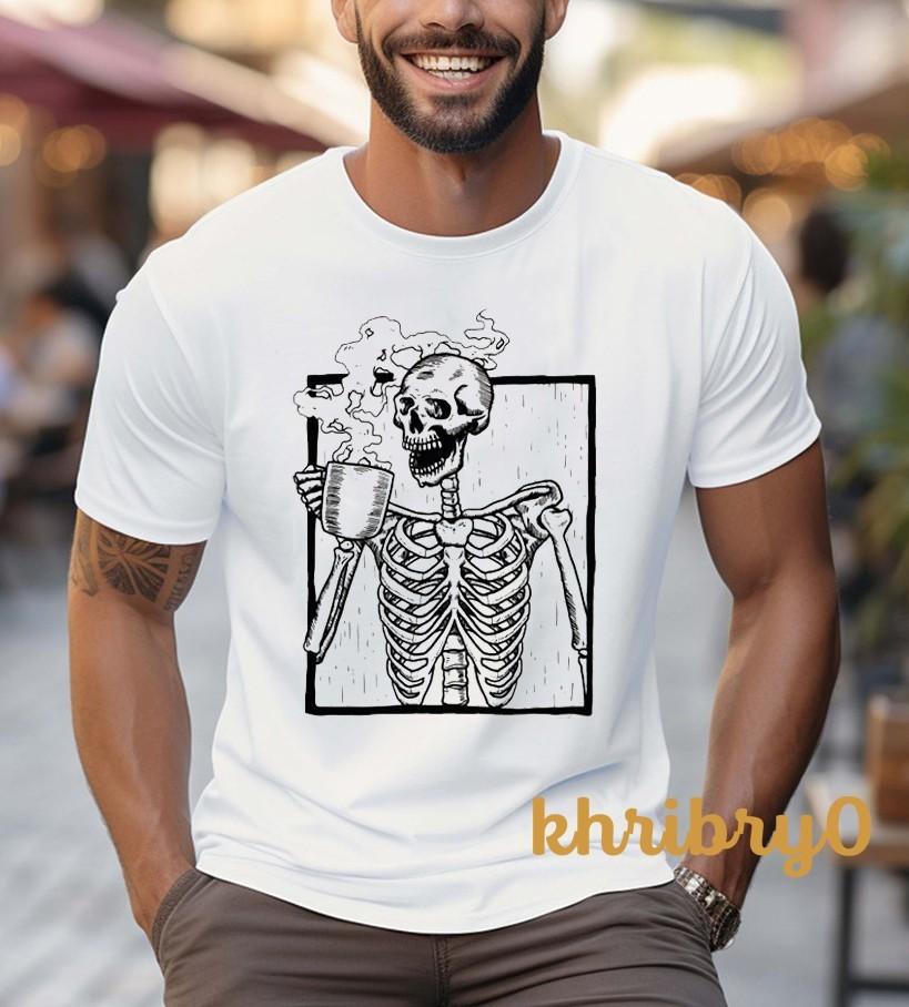 Skeleton Coffee Halloween Skeleton T-Shirt S