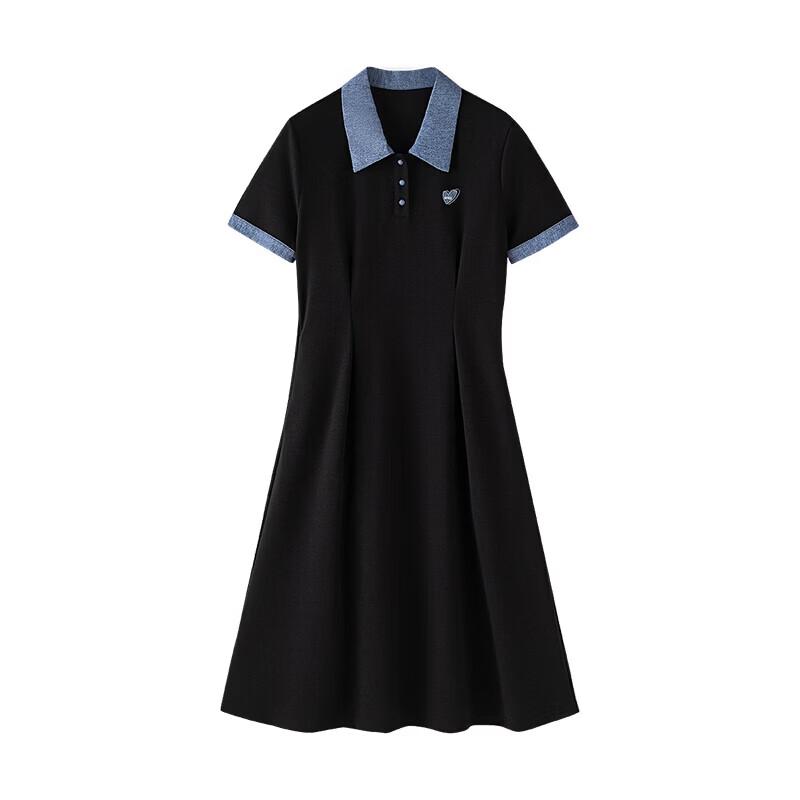 Chuyu Women's Denim Collar A-Line Polo Dress