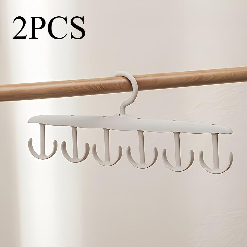 2pcs [Rotating Hanger Storage] Space-Saving 12 Hook Rotating Hanger,Portable Storage Hanger with Hooks for Ties And Skirts бежевый