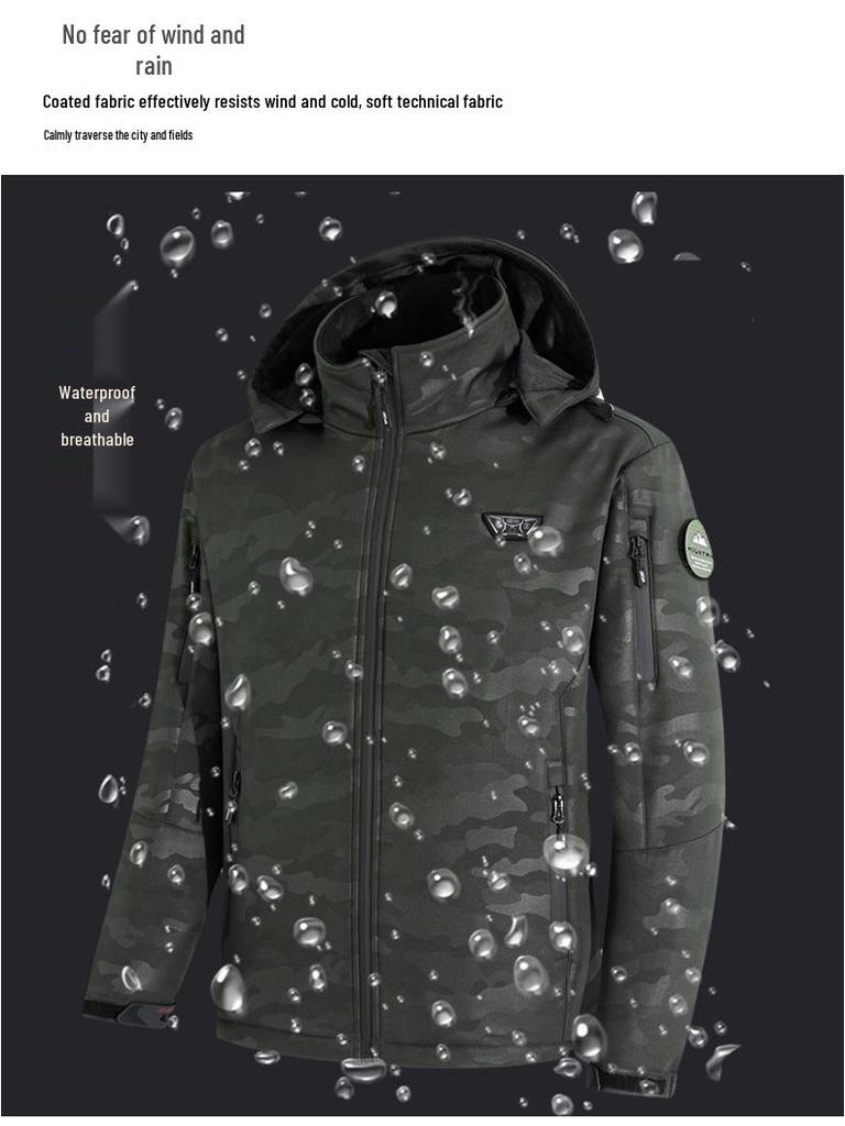 21st District Smart Beheizte Softshelljacke - USB Elektrische Fleecegefütterte Windjacke für Outdoor Radfahren & Angeln Wärme