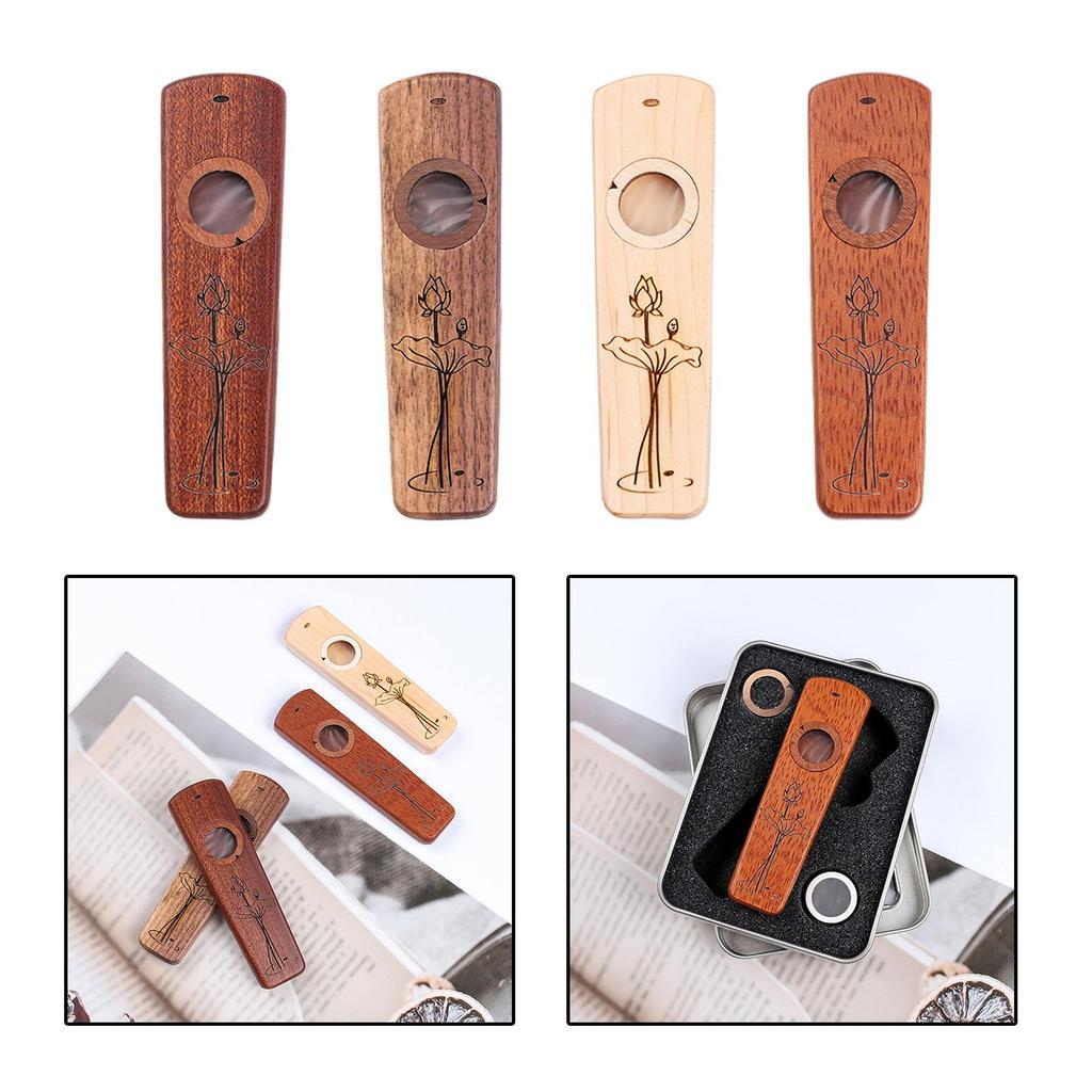 Wood Harmonica Flutes with Case for Guitar Accompany Musical Instrument Wooden Kazoo