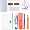 Useful Starter Tool Kit Foam Mat Wood Handle Sewing Tool Set Needle Felting Kit Wool Roving Felting