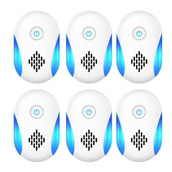 

Ультразвуковой отпугиватель вредителей, защита на 360 градусов, энергосберегающий бесшумный режим, отпугиватель мышей в помещении, устройство для борьбы с насекомыми UK 6pcs белый