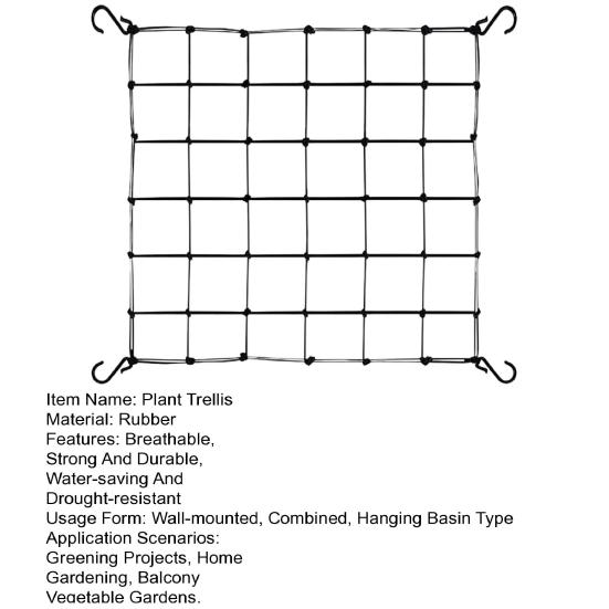 Dyrketelt Espalier Støtte Nett Kraftig Elastisk Nylon Dyrketelt Tilbehør Klatreplante Støttenett med 4 Kroker for Agurker Tomater