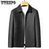 Men's Leather Jacket Middle-aged Men's Short Leather Lapel Leather Jacket High-end Padded and Thickened Jacket