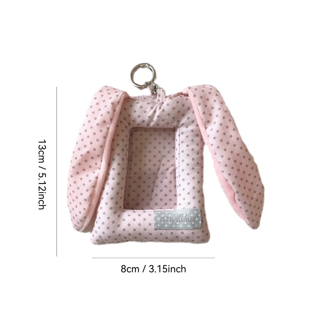 New Polka Dot Rabbit Ears Pillow Card Holder INS Korean Style Soft Mini Protective Case 3-inch Gift ID Card Protector