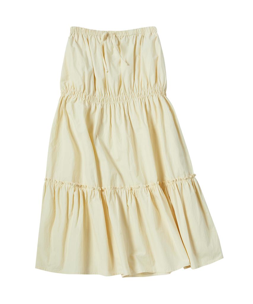 COMONINOZ W Long Frill Skirt [Cream]