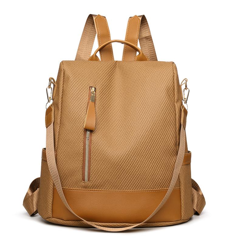 Soft Leather Backpack for Women Trendy Braided Bag Fashionable Lightweight Schoolbag Simple and Versatile Travel Back