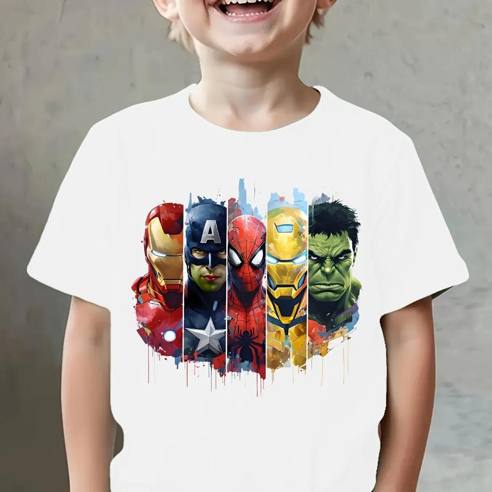 Avengers superhero anime fans childrens Tshirt,Iron Man Captain America Hulk pattern T-shirt,children s short sleeved  top 110