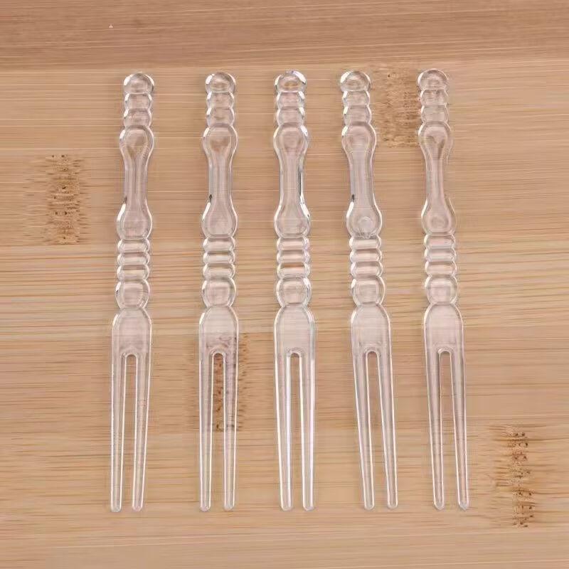 Disposable Bamboo Knot Plastic Fruit Forks - 200 Pcs