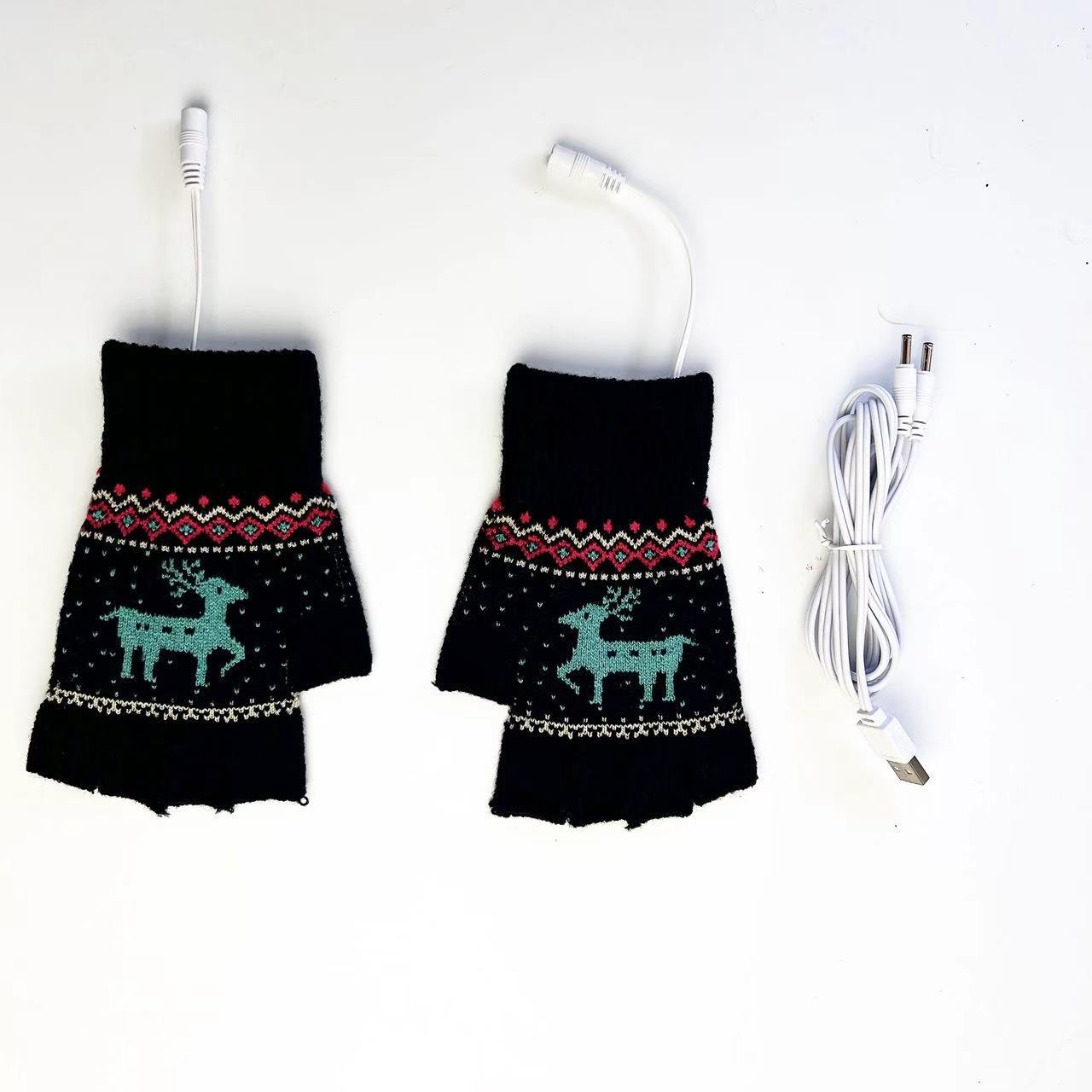 

Перчатки с полупальцами и электрическим подогревом от USB для женщин, зимы, осени и зимы, для велоспорта, шерстяные, милые и сладкие, с пятью пальцами, корейский стиль, новые average size