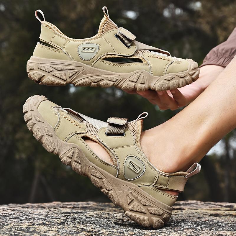 Fashion Anti-collision Toe Male Treking Walking Men's Breathable Mesh Shoes Classic Travel Hiking Shoes Summer All-match Outdoor Sneaker