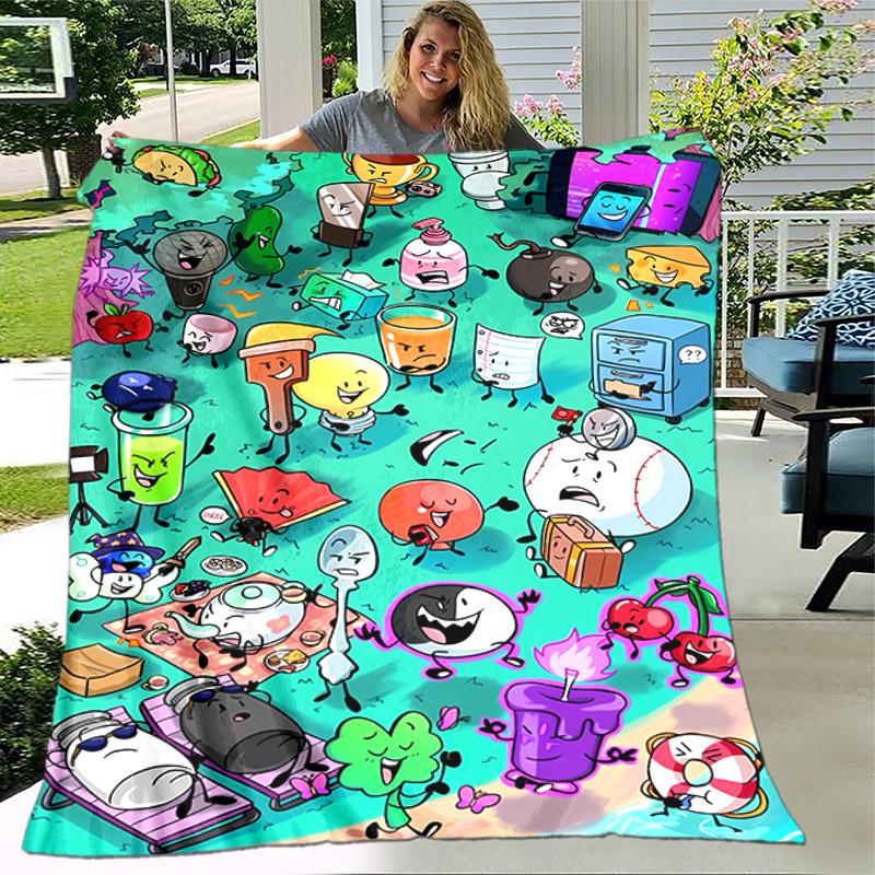 1pc Blanket Inanimate Insanity Print Design, Lightweight Blanket for Sofa, Bed- Soft &Warm, Gift for All Seasons like Christmas, Halloween
