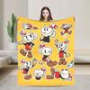 Cupheads & Mugmans Warm Blanket Cartoon Students Plush Throw Blanket Graphic Living Room Flannel Bedspread Sofa Bed Cover