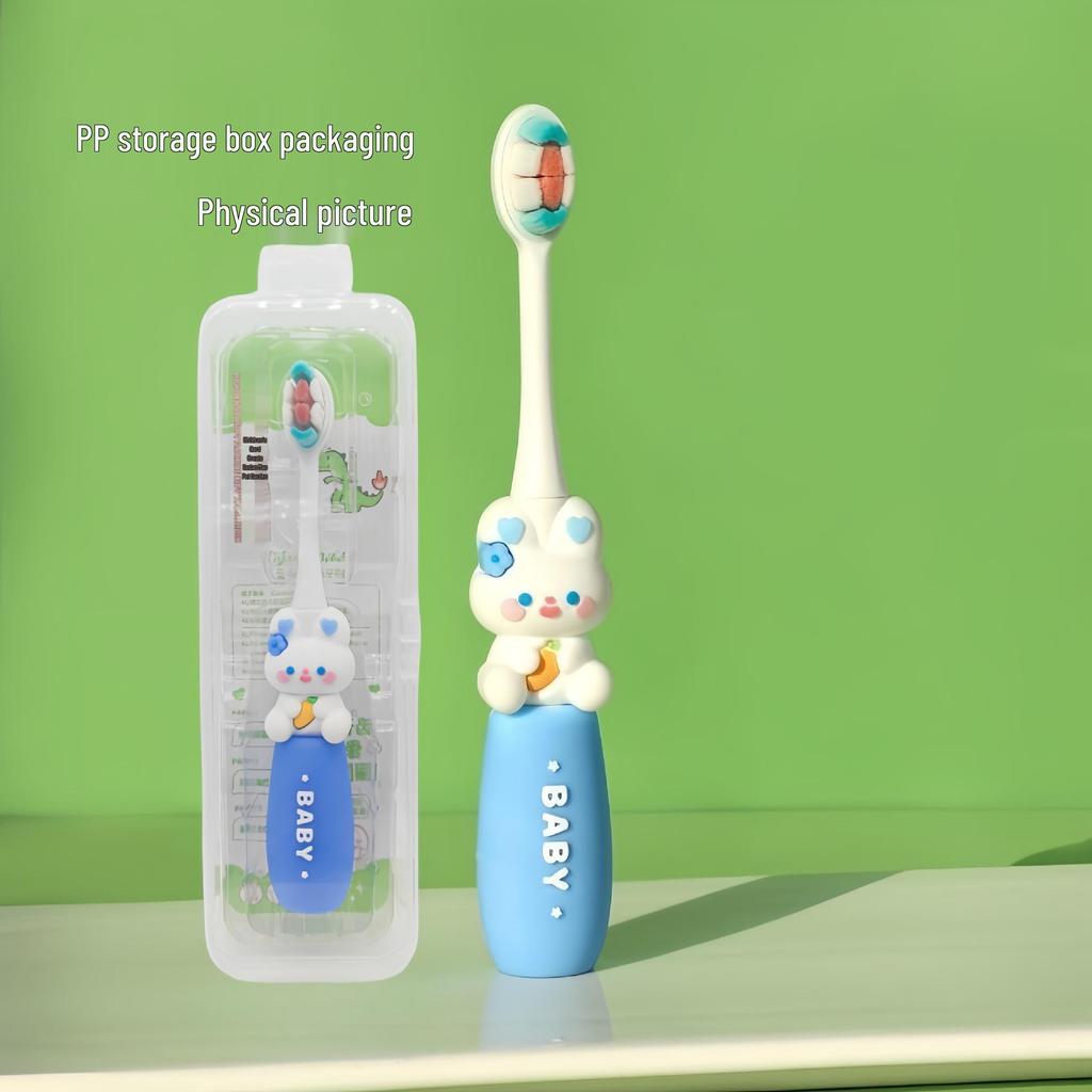 Children's Cartoon Dinosaur Toothbrush, Ages 3-12, with Cute Non-slip Handle & Soft Bristles for Gentle Oral Care