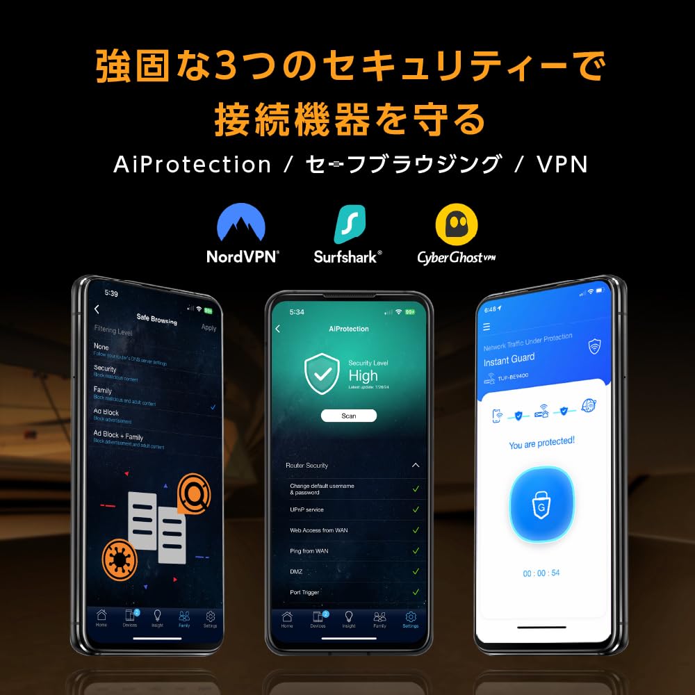 [Amazon.co.jp Exclusive] ASUS TUF Gaming BE9400 Wireless Router, the latest standard for Wi-Fi 7 (5764+2882+688Mbps v6 Plus), supports OCN Virtual Con
