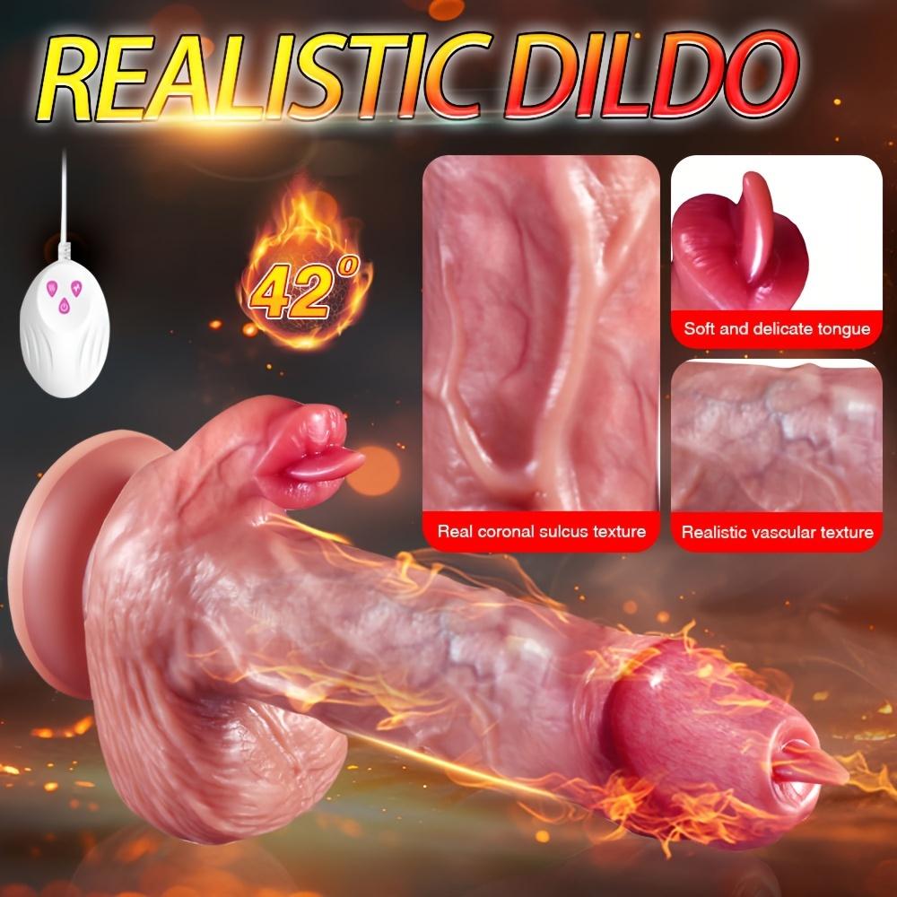Female Dildo Realistic Insertable Licking Vibrator 22.1cm 9 Vibe Modes 3 Heat/Lick Anal Clit G-Spot USB Remote Rechargeable Easy Clean