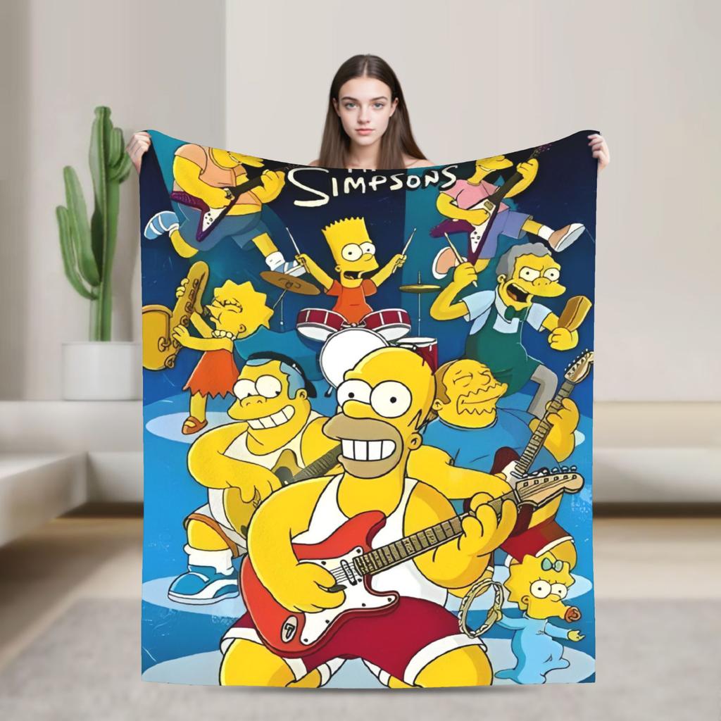 Super Warm Blanket Decorative The Simpsons Cartoon Throw Blanket Flannel Bedspread For Couch Chair Fluffy Sofa Bed Cover