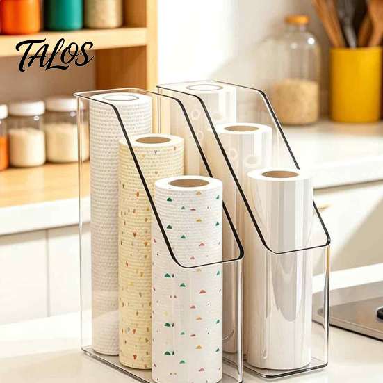 Durable Household Storage Kitchen Cling Film Organizer, Space Saving Box, Large Bedroom Organization Supplies Capacity Vertical Bin, for Food Foil And