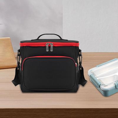 Portapranzo Riutilizzabile Tasca Frontale Borsa Termica Isolata per Picnic Escursionismo Spiaggia Nero