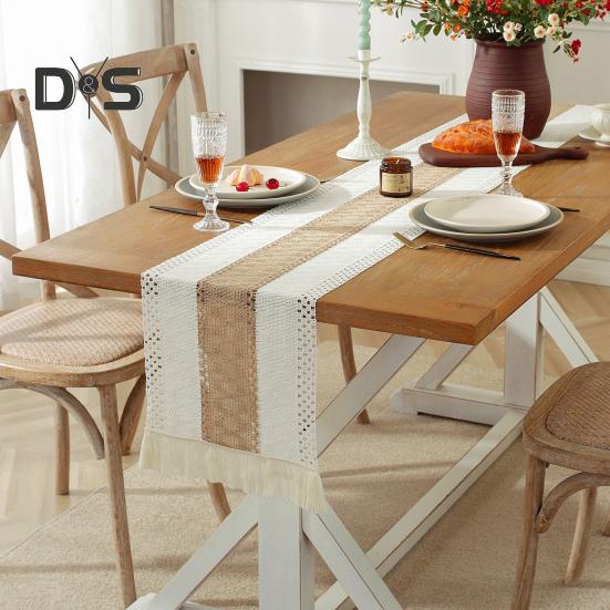 Aleer de masă pentru petrecere țesut țesătură în stil boho decor cu ciucuri de culoare contrastantă împletit rezistent la pete, reutilizabil, protecție pentru masă, decorare pentru bal de absolvire.