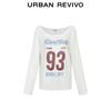 UR Women's Retro Color-block Letter Long-sleeve T-shirt