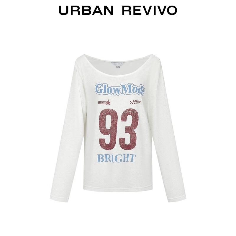 UR Women's Retro Color-block Letter Long-sleeve T-shirt