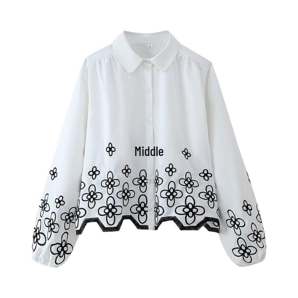 2025 Spring Women's Embroidered Long-Sleeve Casual Shirt