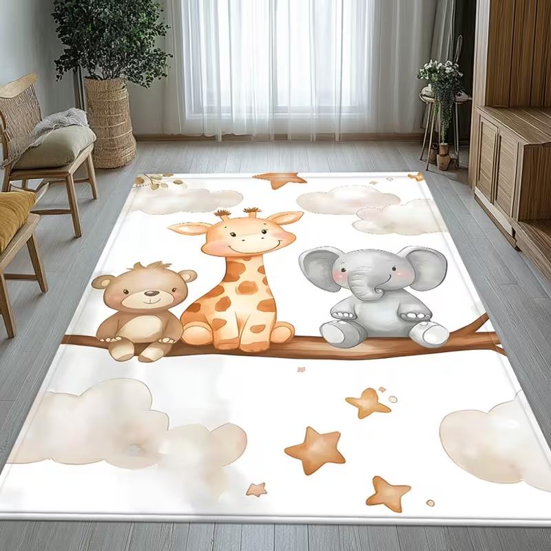 HD Adorable Animal Design High Definition Printed Carpet Living Room Bedroom Kids Room Soft Floor Mat Home Decor Rug Door Mat