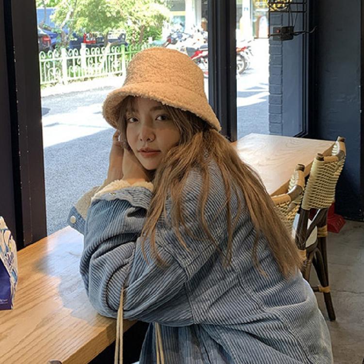 Fashion Lamb Wool Solid Color Soft Plush Hat Vintage Fisherman Cap Outdoor Trend