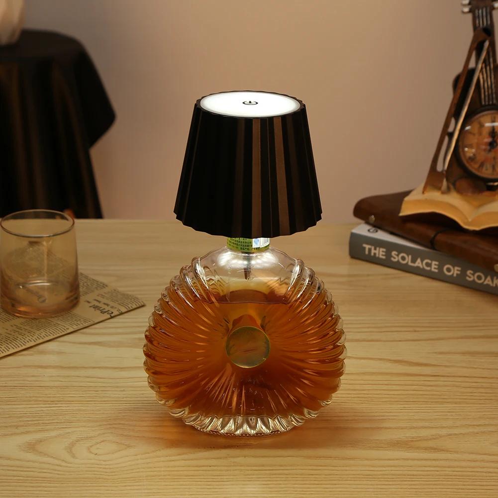 Wireless Bottle Table Lamp 3-color and Stepless Dimming Night Lamp 2000mAh Desk Lamps Bar Atmosphere Night Lights